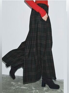 Zara Volume Wide Leg Pants ZW Collection Flowy Skirt Style
